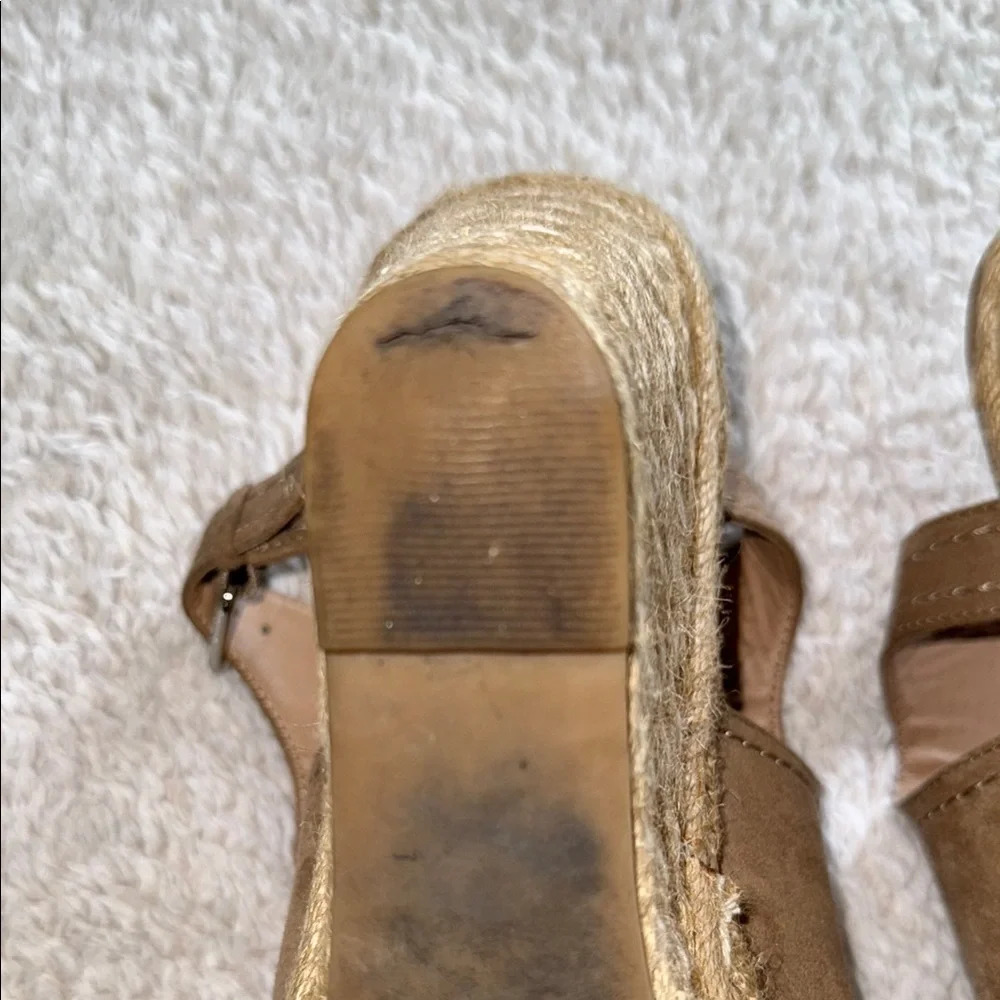 👡 Women’s Merona Peep Toe Espadrille Wedges – Taupe, Size 10